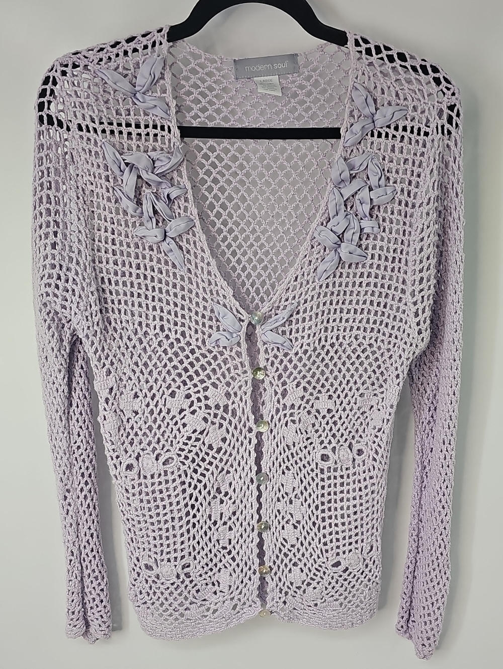 Dainty Open Knit Crochet Beachy Euro Summer Cottagecore Button Front Sweater